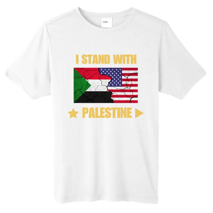 I Stand With Palestine American Flag With Palestine Flag ChromaSoft Performance T-Shirt