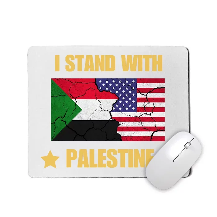 I Stand With Palestine American Flag With Palestine Flag Mousepad