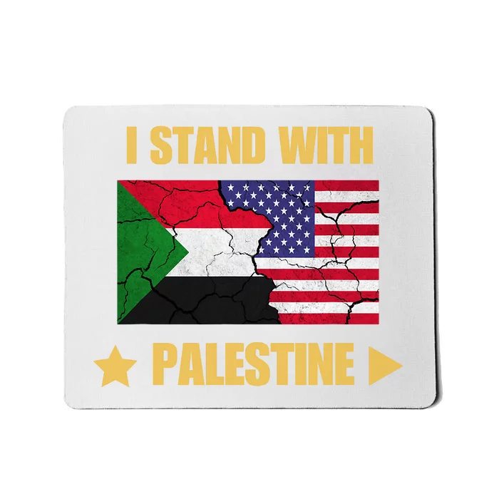 I Stand With Palestine American Flag With Palestine Flag Mousepad