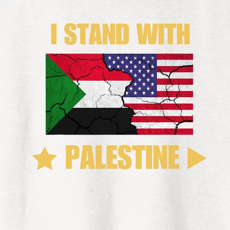 I Stand With Palestine American Flag With Palestine Flag Women's Crop Top Tee