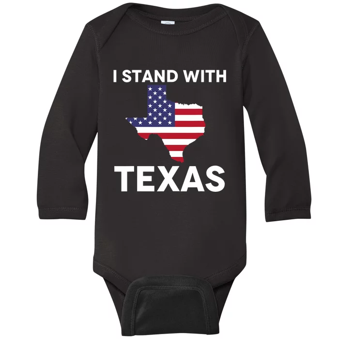 I Stand With Texas Usa Flag Baby Long Sleeve Bodysuit