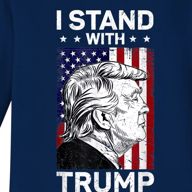 I Stand With Trump2024 Donald Trump 4th Of July Baby Long Sleeve Bodysuit