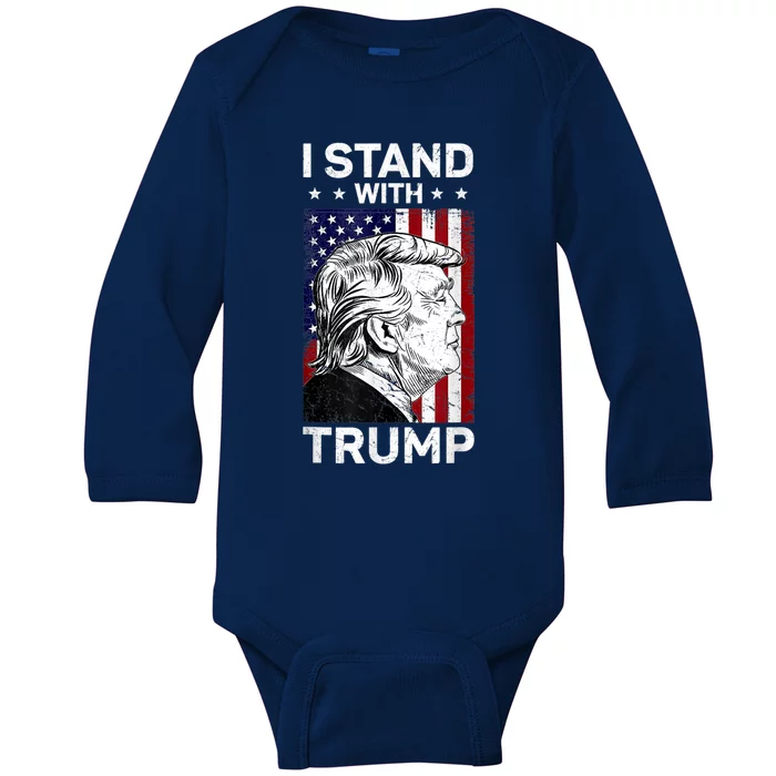 I Stand With Trump2024 Donald Trump 4th Of July Baby Long Sleeve Bodysuit