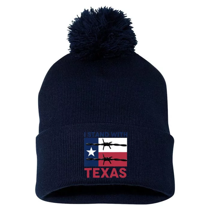 I Stand With Texas Pom Pom 12in Knit Beanie