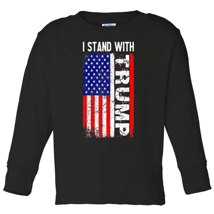 i stand with president trump pro trump supporter anti biden Toddler Long Sleeve Shirt