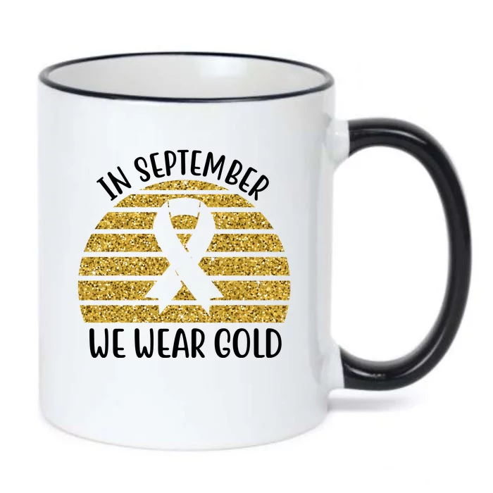 In September We Wear Gold Childhood Cancer Ribbon Black Color Changing Mug