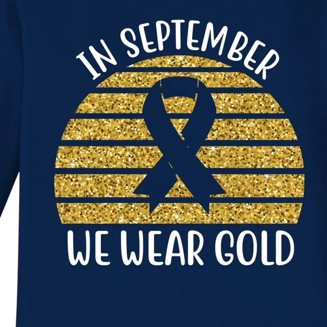 In September We Wear Gold Childhood Cancer Ribbon Baby Long Sleeve Bodysuit