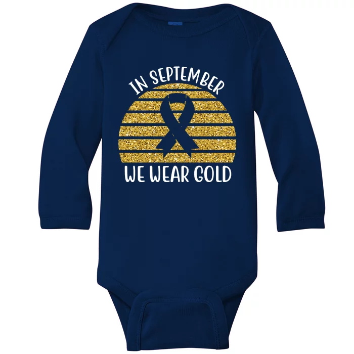 In September We Wear Gold Childhood Cancer Ribbon Baby Long Sleeve Bodysuit