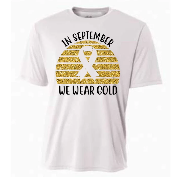 In September We Wear Gold Childhood Cancer Ribbon Cooling Performance Crew T-Shirt