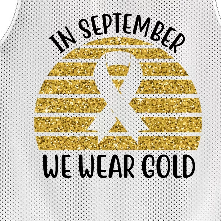 In September We Wear Gold Childhood Cancer Ribbon Mesh Reversible Basketball Jersey Tank