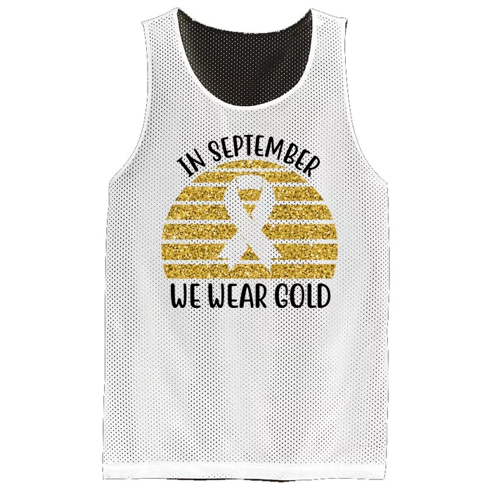 In September We Wear Gold Childhood Cancer Ribbon Mesh Reversible Basketball Jersey Tank