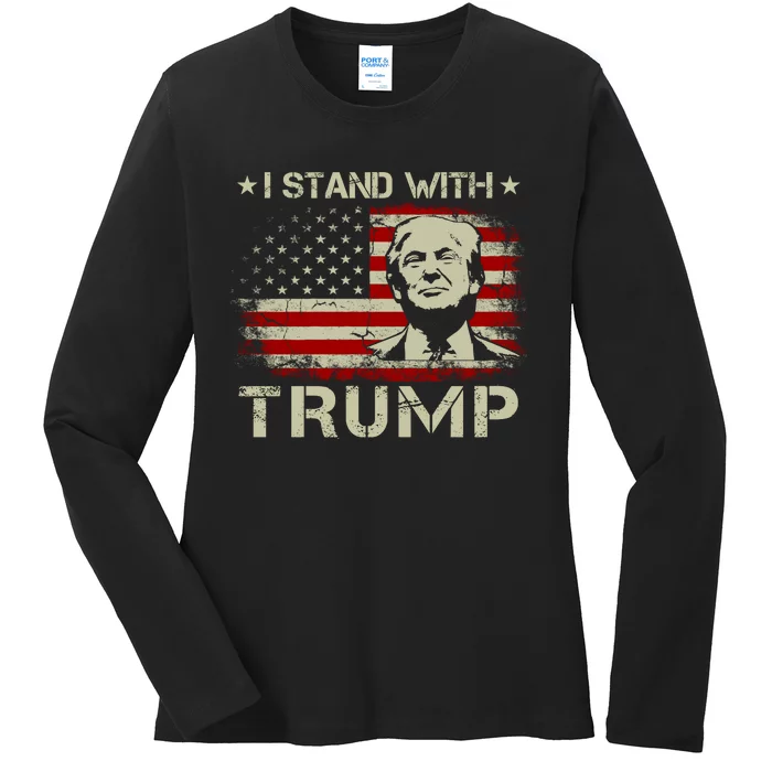 I Stand With Trump Pro Trump Supporter Free Trump Ladies Long Sleeve Shirt