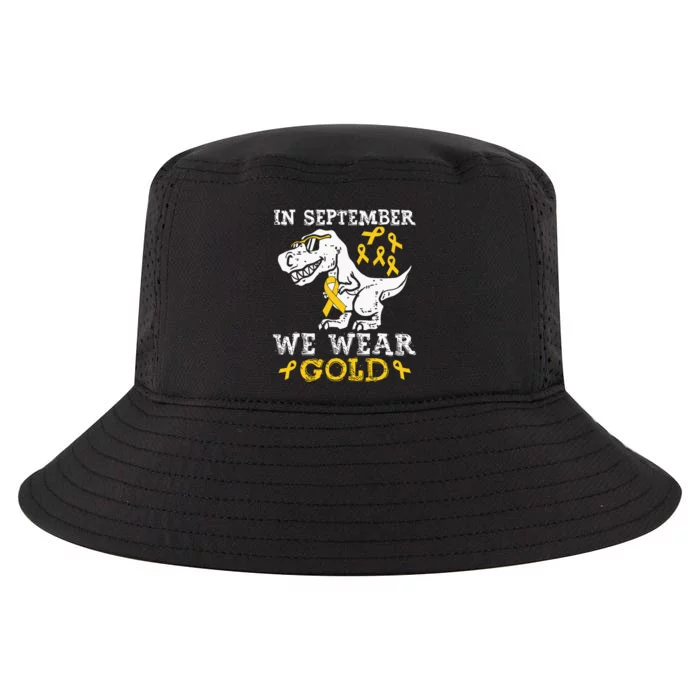 In September We Wear Gold Trex Childhood Cancer Awareness Cool Comfort Performance Bucket Hat