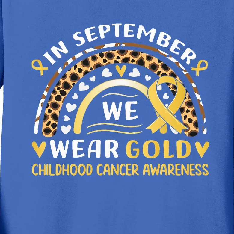 In September We Wear Gold Childhood Cancer Awareness Kids Long Sleeve Shirt