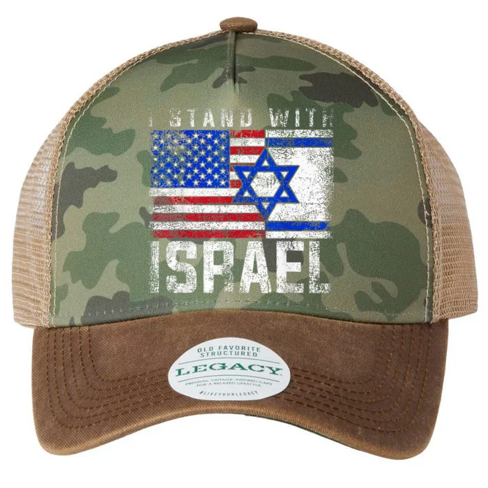 I Stand With Israel Patriotic USA and Israel Flag Legacy Tie Dye Trucker Hat