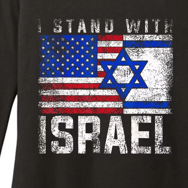 I Stand With Israel Patriotic USA and Israel Flag Womens CVC Long Sleeve Shirt