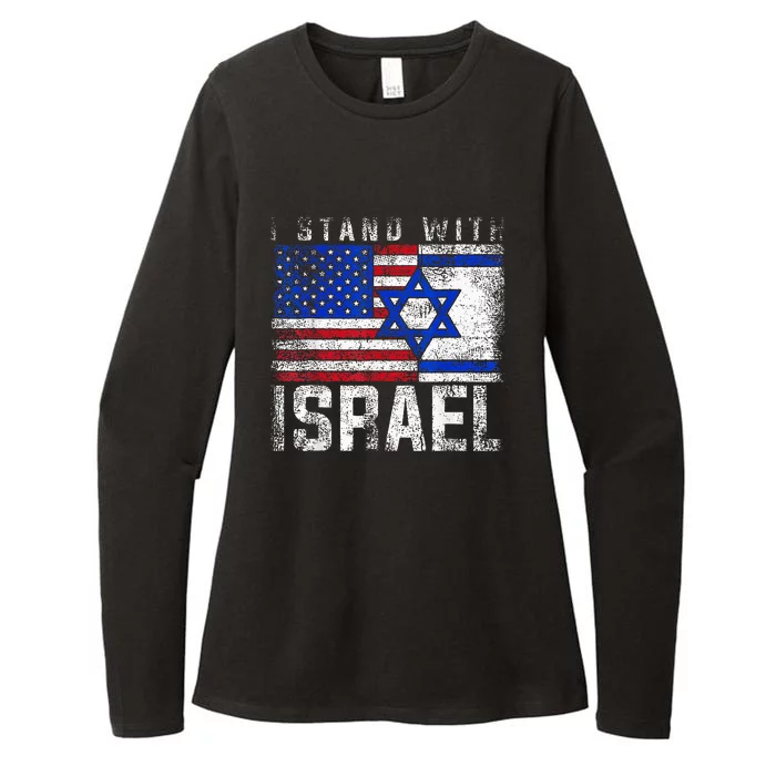 I Stand With Israel Patriotic USA and Israel Flag Womens CVC Long Sleeve Shirt