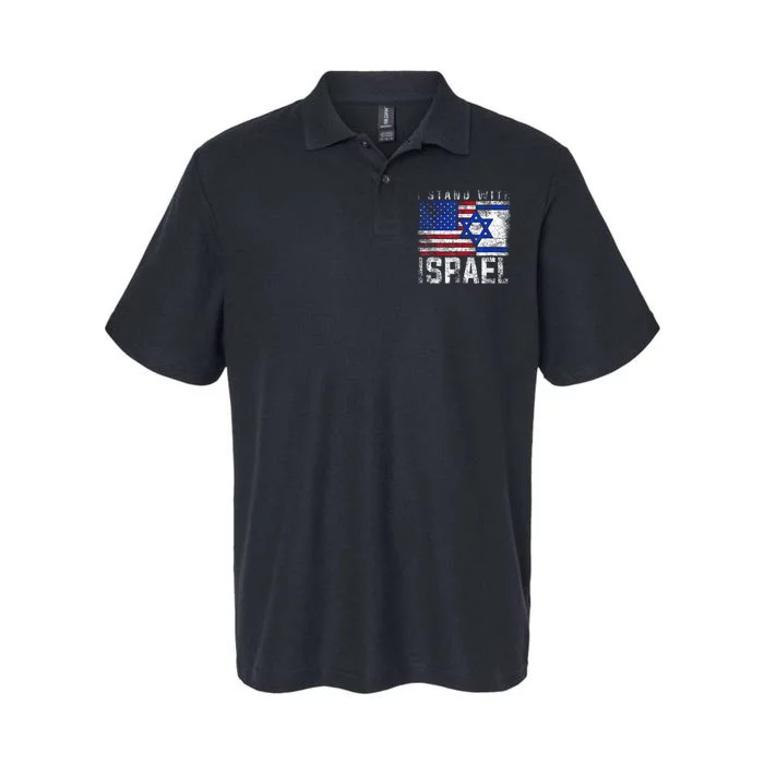 I Stand With Israel Patriotic USA and Israel Flag Softstyle Adult Sport Polo