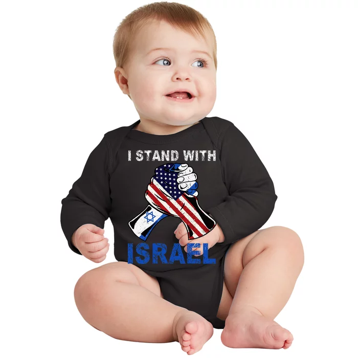 I Stand With Israel Support Israel Love Israeli Brotherhood Baby Long Sleeve Bodysuit