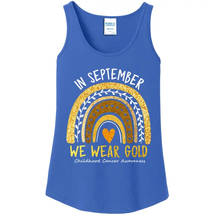 In September We Wear Gold Childhood Cancer Awareness Ladies Essential Tank