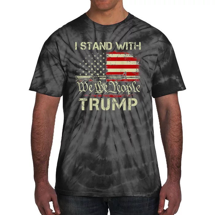 I Stand With Trump American Flag Woman USA Vintage Tie-Dye T-Shirt