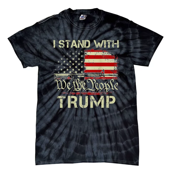 I Stand With Trump American Flag Woman USA Vintage Tie-Dye T-Shirt