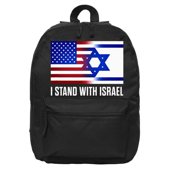 I Stand With Israel Patriotic USA and Israel Flag 16 in Basic Backpack