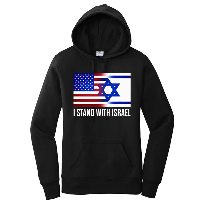 I Stand With Israel Patriotic USA and Israel Flag Women's Pullover Hoodie