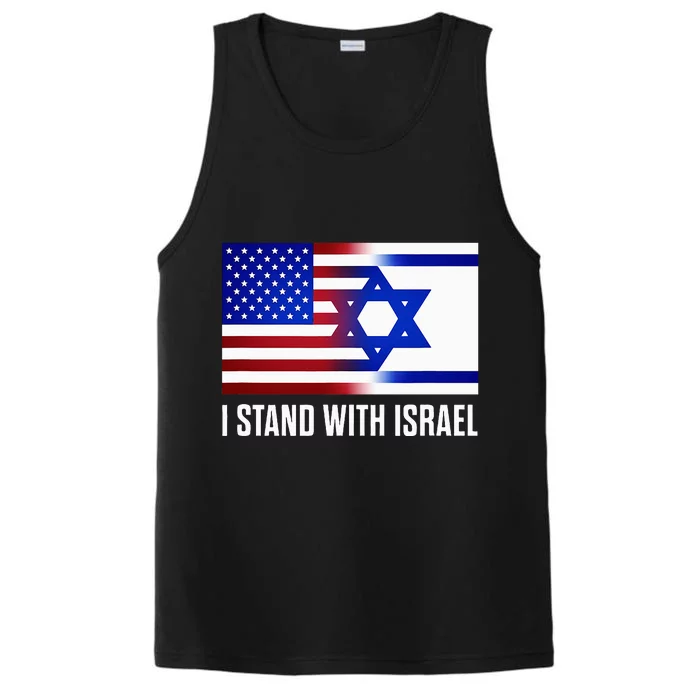 I Stand With Israel Patriotic USA and Israel Flag Performance Tank