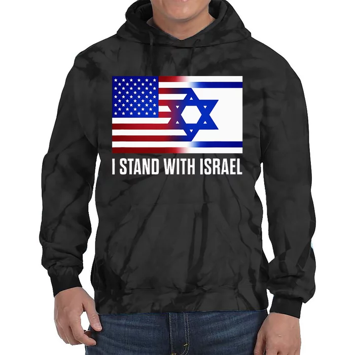 I Stand With Israel Patriotic USA and Israel Flag Tie Dye Hoodie