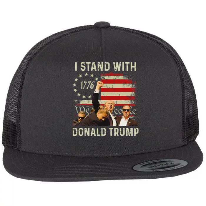 I Stand With Trump 2024 Strong Support Flat Bill Trucker Hat