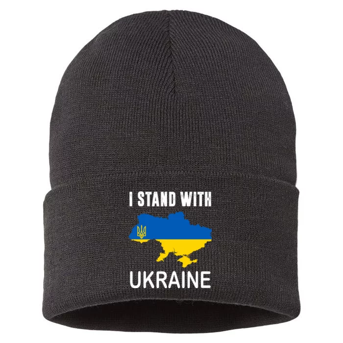 I Stand With Ukraine Map Sustainable Knit Beanie