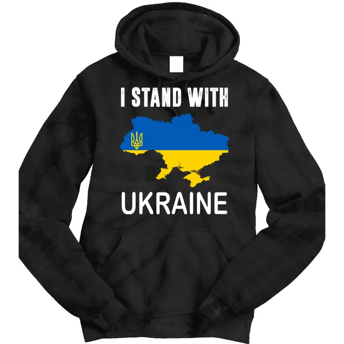 I Stand With Ukraine Map Tie Dye Hoodie