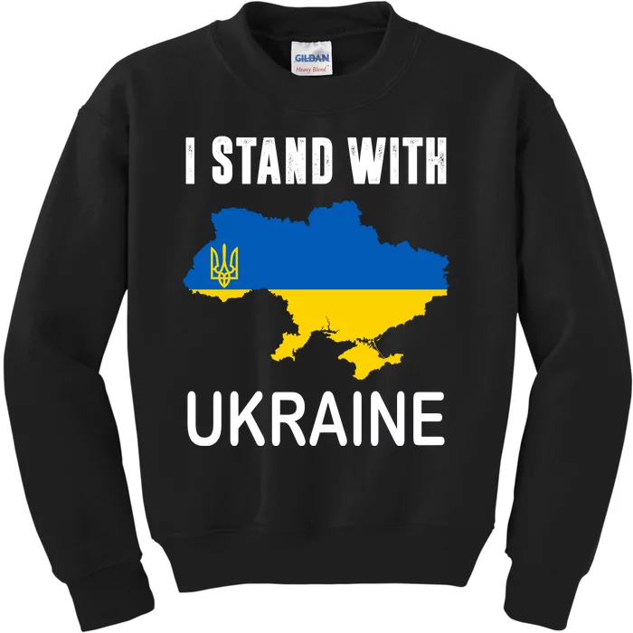 I Stand With Ukraine Map Kids Sweatshirt