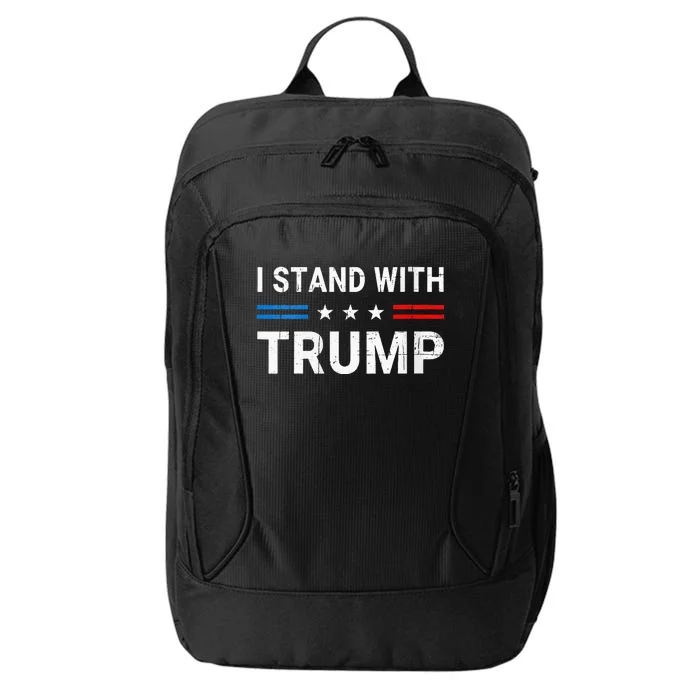 I Stand With Trump American Flag Woman USA Vintage City Backpack