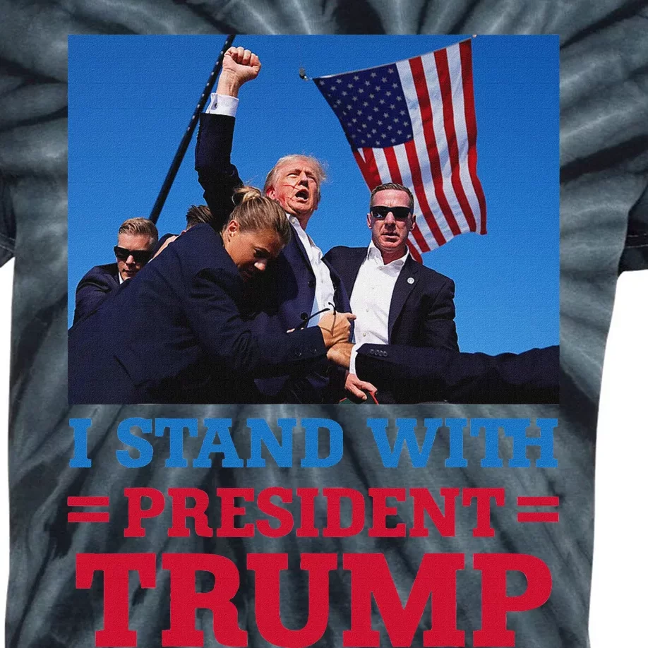 I Stand With Trump Strong Support Kids Tie-Dye T-Shirt