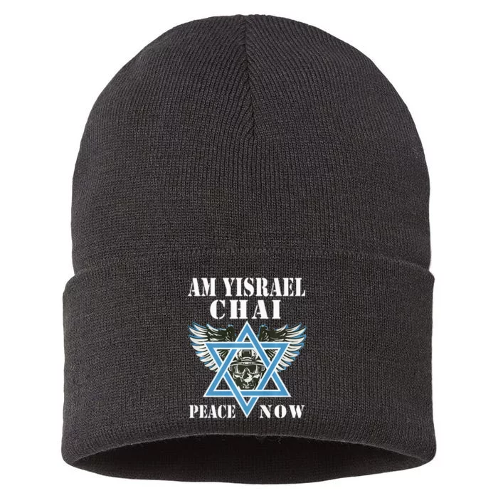 I Stand With Israel Am Yisrael Chai Peace Now Sustainable Knit Beanie