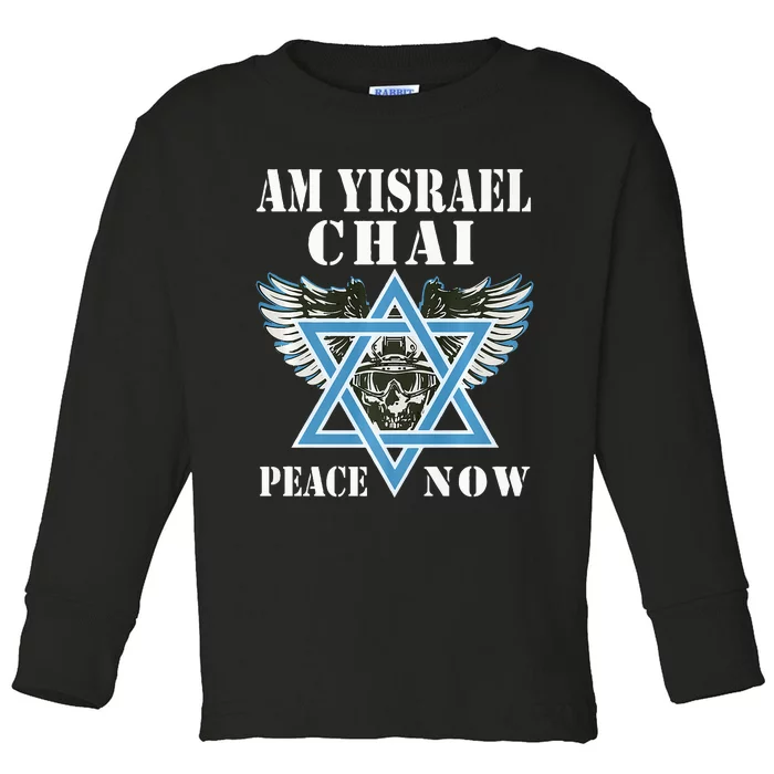 I Stand With Israel Am Yisrael Chai Peace Now Toddler Long Sleeve Shirt