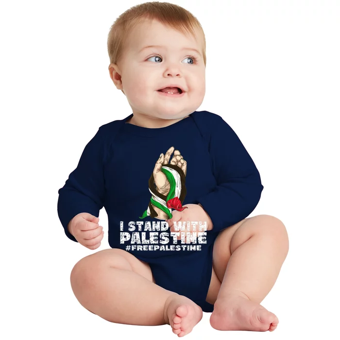 I Stand With Palestine For Their Freedom Free Palestine Baby Long Sleeve Bodysuit