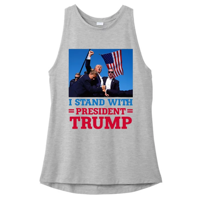 I Stand With President Trump After The Shooting At His Rally Ladies Tri-Blend Wicking Tank