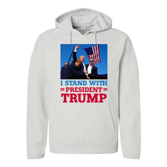 I Stand With President Trump After The Shooting At His Rally Performance Fleece Hoodie