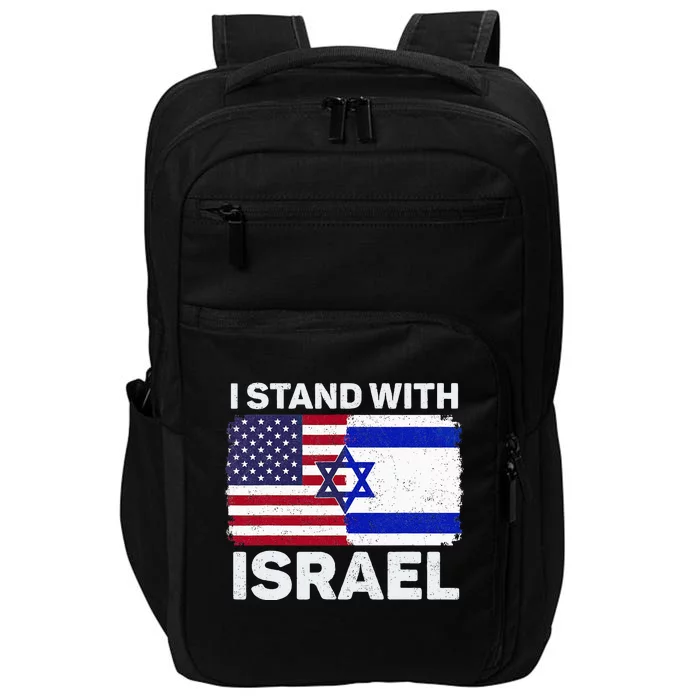 I Stand With Israel USA American Flag with Israel Flag Impact Tech Backpack