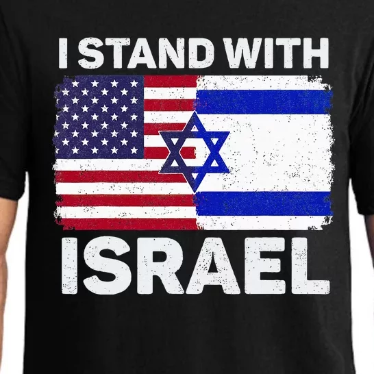 I Stand With Israel USA American Flag with Israel Flag Pajama Set