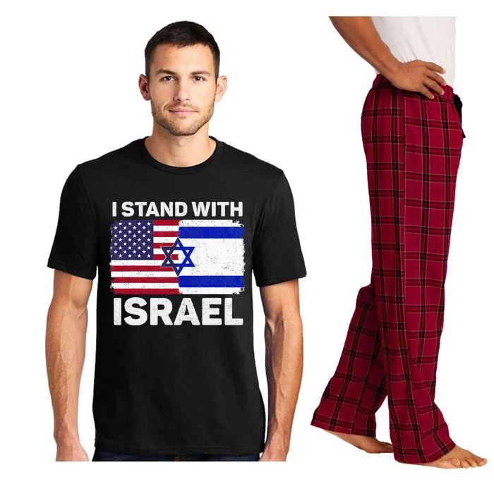 I Stand With Israel USA American Flag with Israel Flag Pajama Set