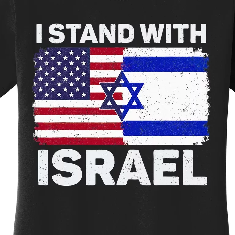 I Stand With Israel USA American Flag with Israel Flag Women's T-Shirt