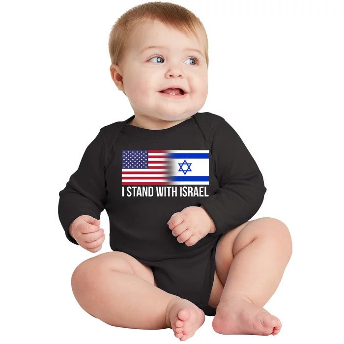 I Stand With Israel Usa Israeli Flag Jewish Baby Long Sleeve Bodysuit