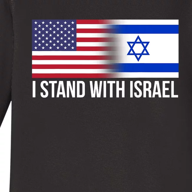 I Stand With Israel Usa Israeli Flag Jewish Baby Long Sleeve Bodysuit