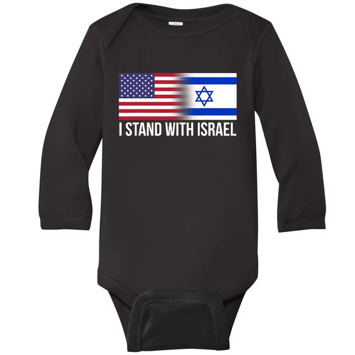 I Stand With Israel Usa Israeli Flag Jewish Baby Long Sleeve Bodysuit