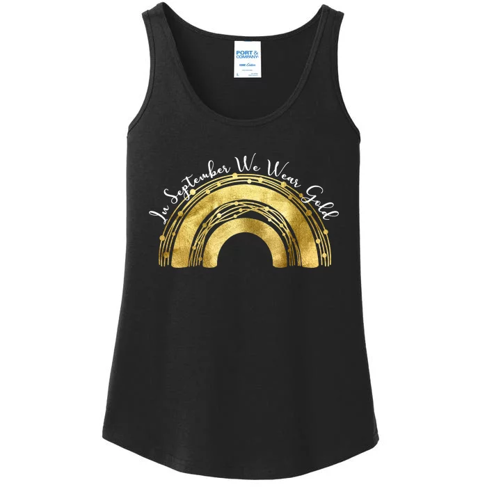 In September We Wear Gold Rainbow Childhood Cancer Ladies Essential Tank