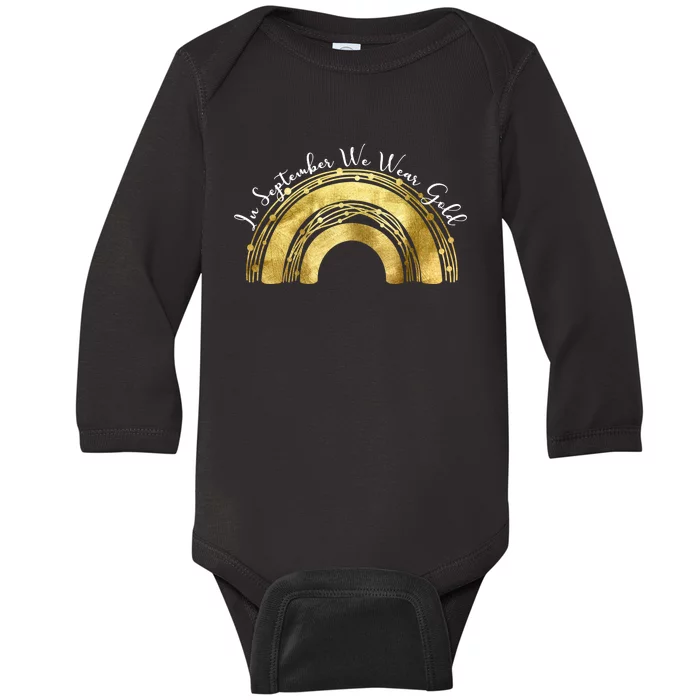 In September We Wear Gold Rainbow Childhood Cancer Baby Long Sleeve Bodysuit